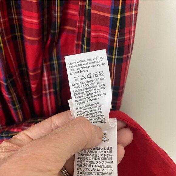 NWT J. Crew Red Tartan Plaid Tiered Ruffle Midi Dress - Picture 7 of 10